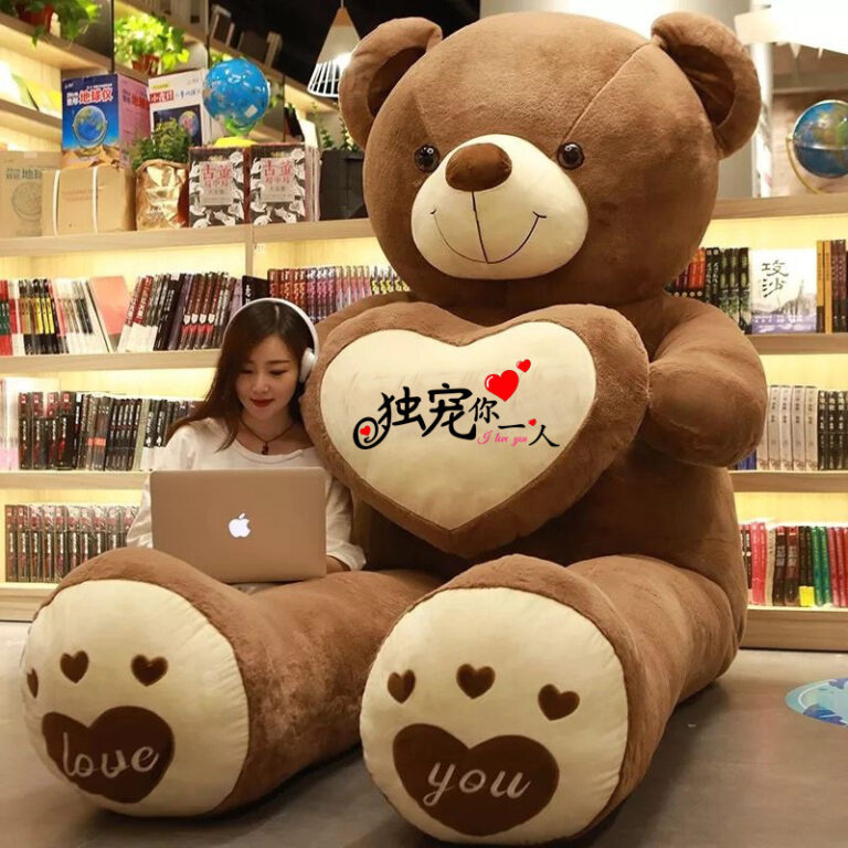 Large Plush Teddy Bear Holding Heart – Stuffed Toy for Girls Birthday Bedtime Gift