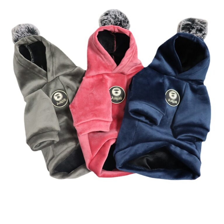 Warm plush hoodie for small dogs and cats in winter