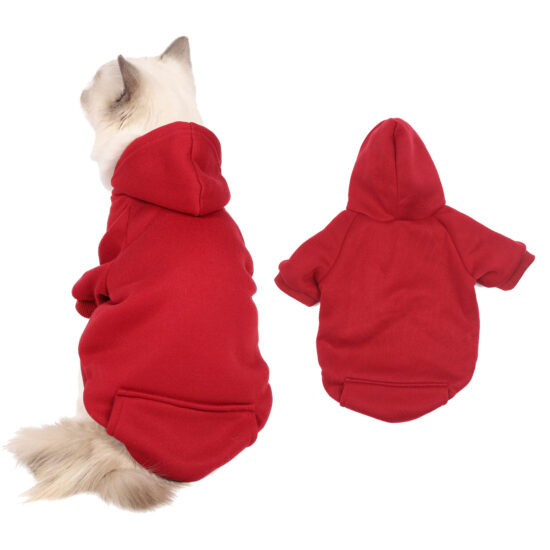 Warm fleece hoodie for small dogs in solid color