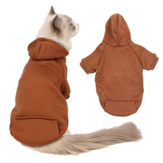 Warm fleece hoodie for small dogs in solid color