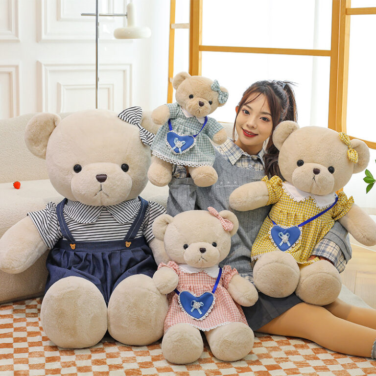 Cute dressed teddy bear plush toy soft doll pillow gift